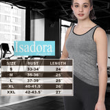 Isadora Paccini Women's Grey Small Sleeveless Scoop Neck Undershirt AdjustableLayering Tank Basic Racer Back Tank Tops Womens