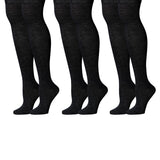 Isadora Paccini Women's 3 Pairs Black Triad Simple Solid Shades Over The Knee High Socks