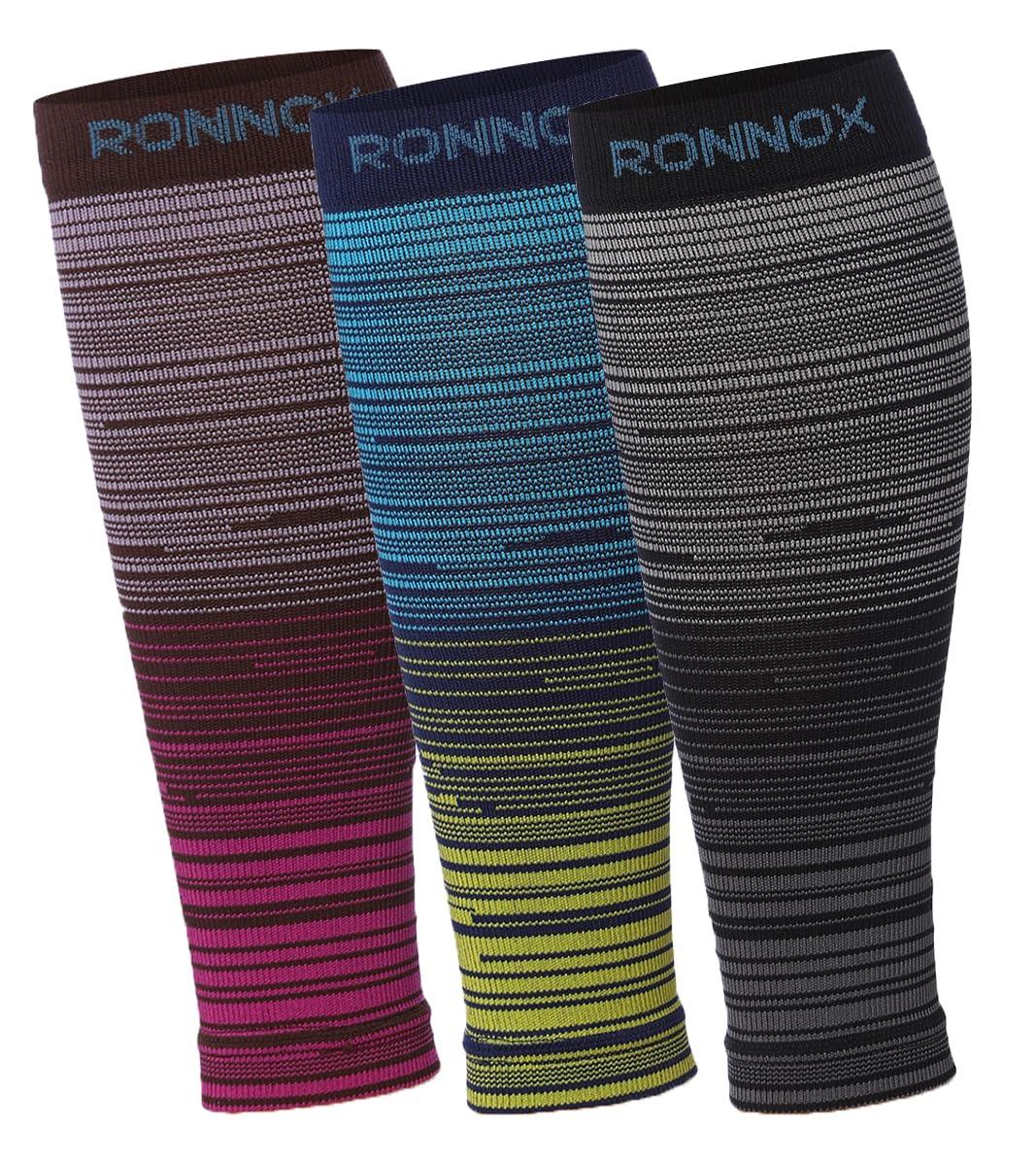 Unisex 3-Pairs Bright Colored Space Dye Duos Calf Compression Tube Sleeves 12-14 mmHg Great for Athletic & Medical Use -  Socks