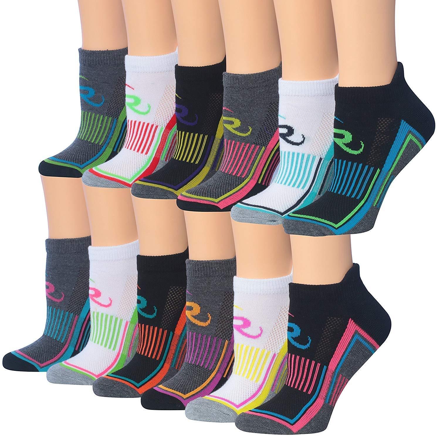 RONNOX Women's 12-Pairs Low Cut Running & Athletic Performance Tab Socks Medium/Large WRLT11-AB-ML - Socks