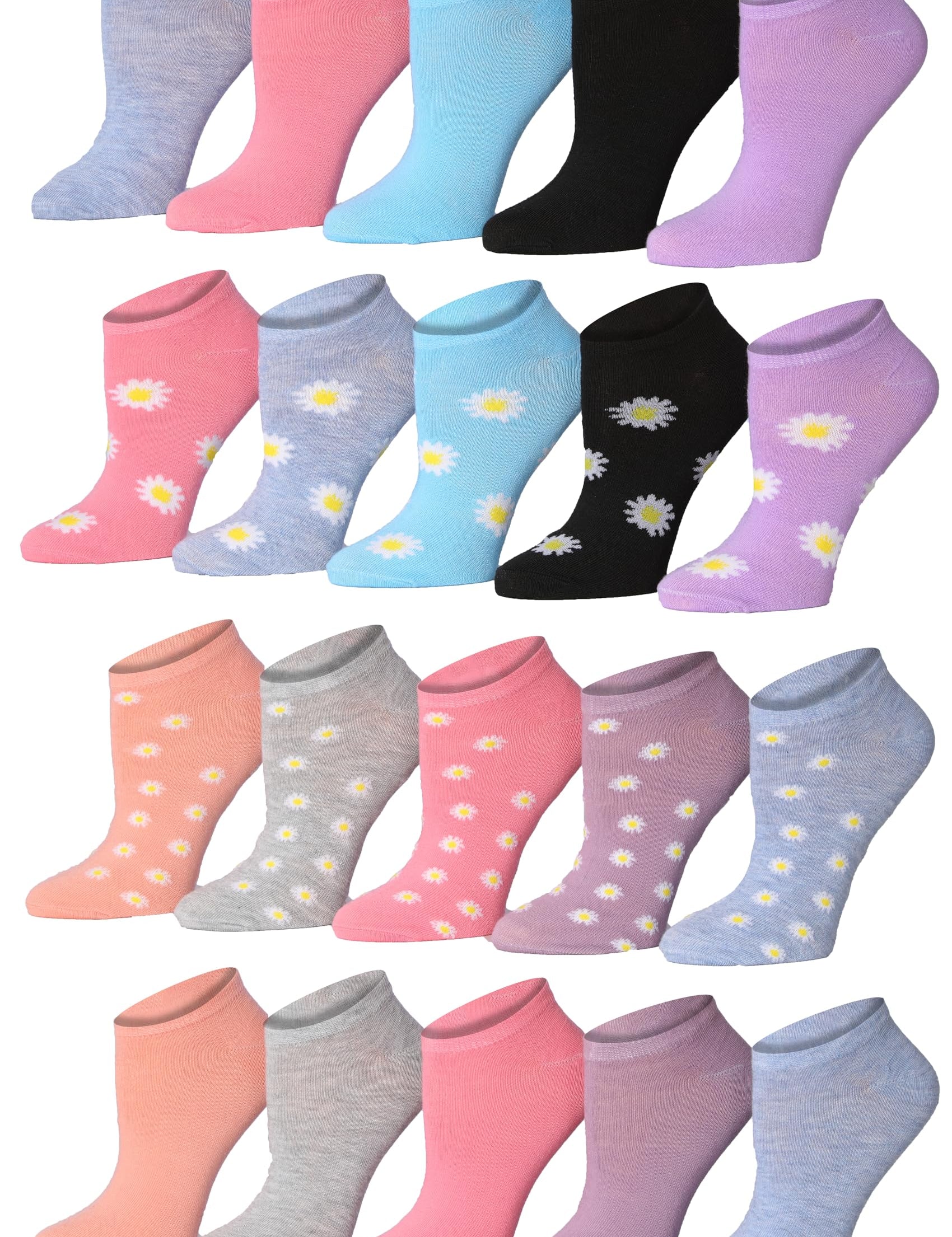 Collection of colorful socks with various patterns on a white background