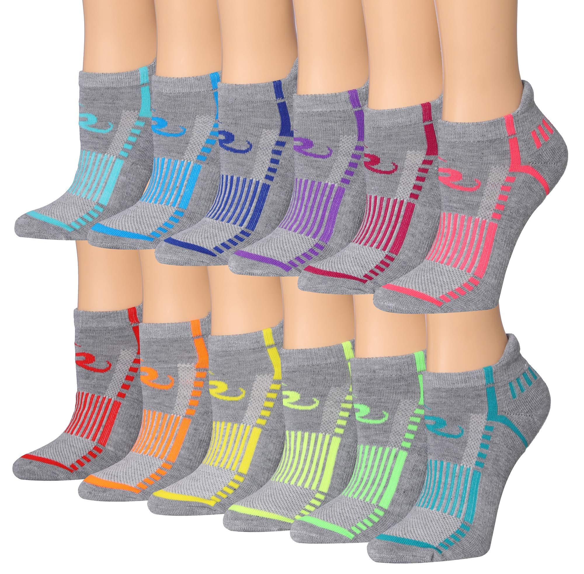 RONNOX Women's 12-Pairs Low Cut Running & Athletic Performance Tab Socks Medium/Large WRLT19-AB-ML - Socks