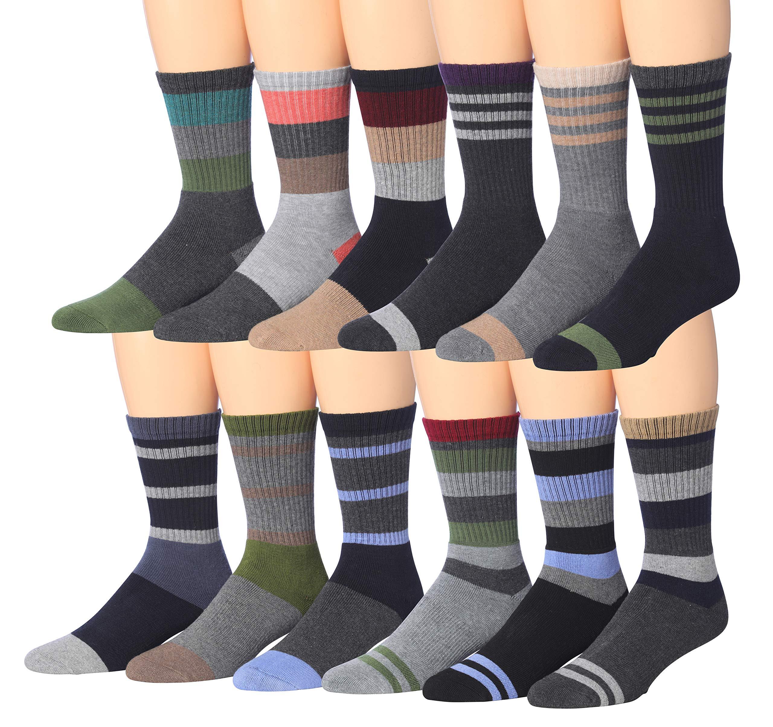RONNOX Wool Blend Trekking Hiking Outdoor Sports Performance Cushioned Crew Socks, For Men & Women 12 Pairs RHK17-L-12 - Tipi Toe Socks