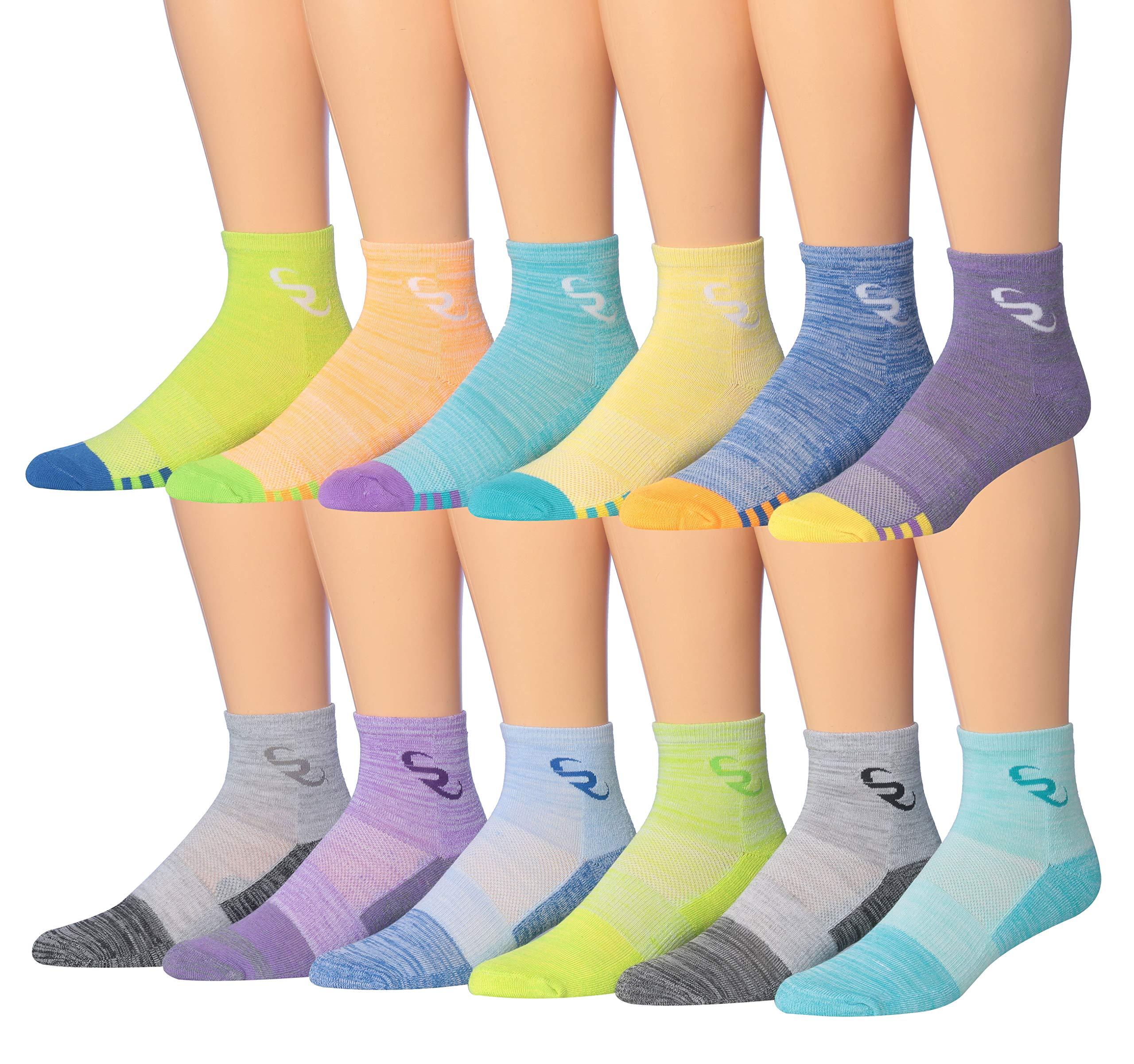 RONNOX Men's 12-Pairs Running & Athletic Sports Performance Ankle/Quarter Socks, MRQ03-AB-ML - Tipi Toe Socks