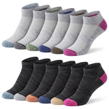 Men's Low Cut Athletic Black Grey Sports Socks - 12 Pairs