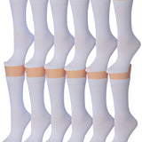 Tipi Toe Women's 12-Pairs Lightweight Plain Solid White Color Patterned Crew Socks