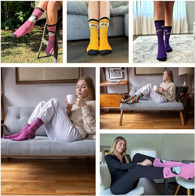Tipi Toe Women's 12 Pairs Lightweight Colorful Eclectic Vibes Patterned Statement Crew Socks - Tipi Toe Socks