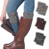 Tipi Toe Women's 3 Pairs Black Grey Maroon Textured Hues Knitted Leg Warmer Button Ragg Boot Cuffs