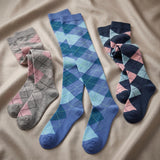 Charming Argyle Over The Knee High Socks - 3 Pairs