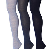 Isadora Paccini Women's 3 Pairs Elegant Monochrome Trio Light Blue Black, and Solid Black Over The Knee High Socks