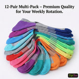 Grayscale Rainbow Sports Quarter Socks - 12 Pairs