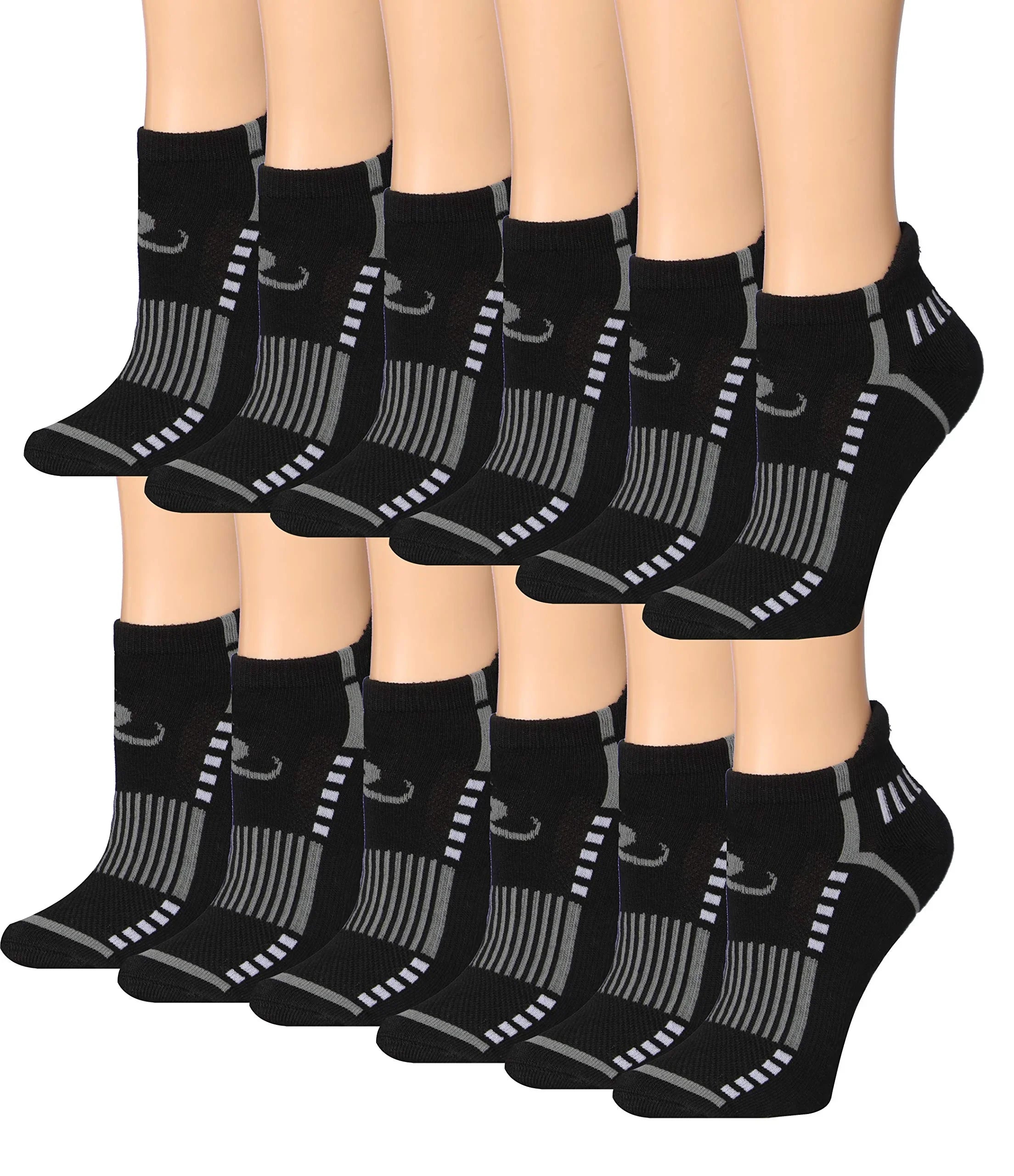RONNOX Women's 12-Pairs Low Cut Running & Athletic Performance Tab Socks Medium/Large WRLT21-AB-ML -  Socks