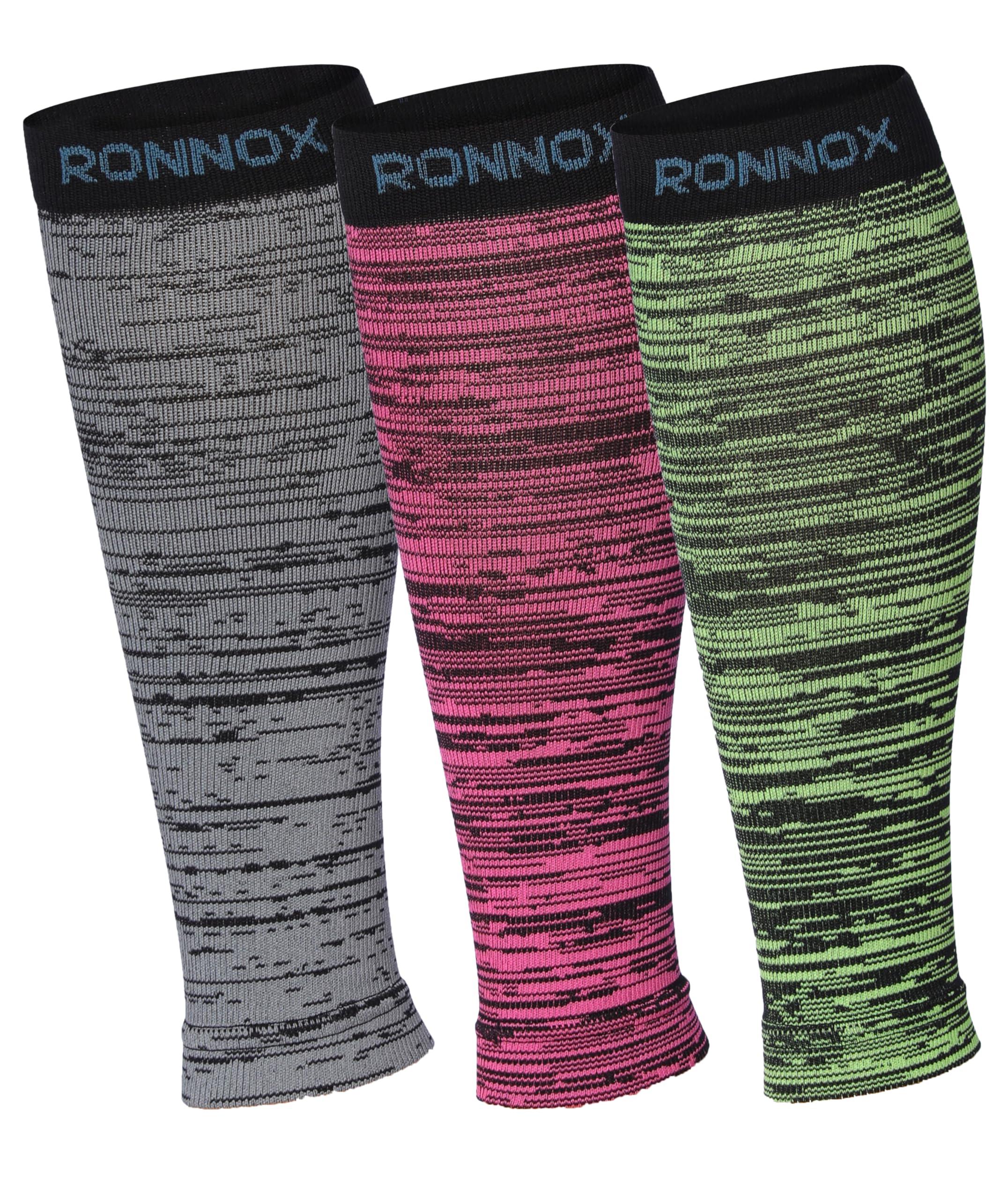  Unisex 3-Pairs Bright Colored Harmonious Threads Space Dye Wonders Calf Compression Tube Sleeves 12-14 mmHg Great for Athletic & Medical Use -  Socks