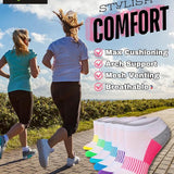 Tipi Toe Women's 6 Pack Cushioned Comfort Running Solid Mix Colors Women's Athletic Socks