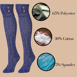 Tipi Toe Women's 3-Pairs Winter Warm Fashion With Buttons Comfortable Knee High Cotton-Blend Boot Socks