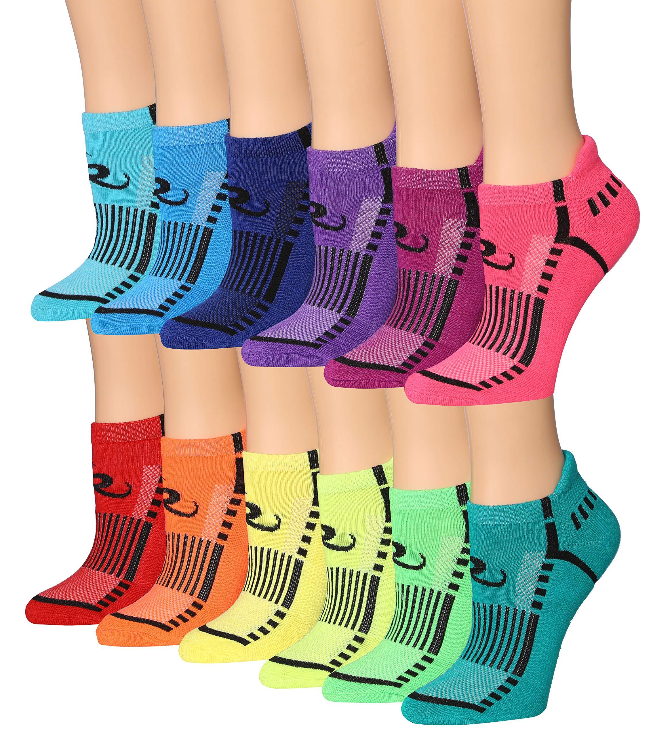 RONNOX Women's 12-Pairs Low Cut Running & Athletic Performance Tab Socks Medium/Large WRLT16-AB-ML - Socks