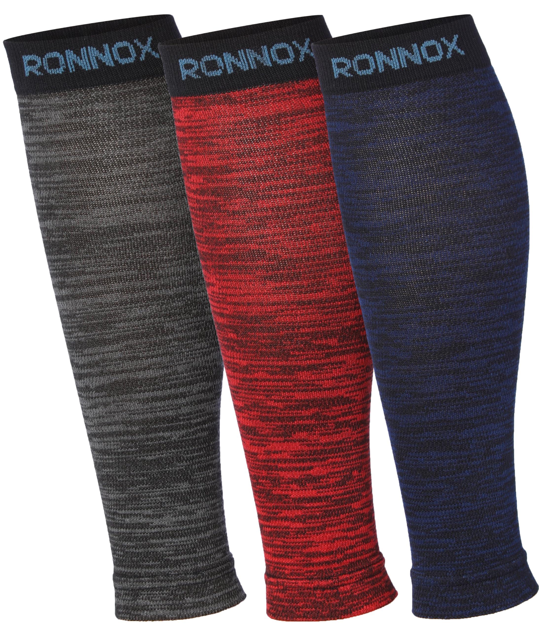  Unisex 3-Pairs Bright Colored Spectral Threads Calf Compression Tube Sleeves 12-14 mmHg Great for Athletic & Use -  Socks