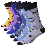 JAMES FIALLO Mens 6-Pairs Whimsical Fashionable Colorful Patterned Crew Dress Socks