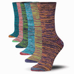 Women's 6-Pairs Colorful Pastel Solid Grey Brown Pink Blue Funky Crew Dress Socks - Socks