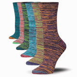Women's 6-Pairs Colorful Pastel Solid Grey Brown Pink Blue Funky Crew Dress Socks - Socks