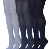 Isadora Paccini Women's 3 Pairs Elegant Monochrome Trio Light Blue Black, and Solid Black Over The Knee High Socks