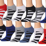  Kids Boys 12-Pairs Athletic Sport Peformance Middle Stripe Marvel Colorful Patterned Low Cut Socks -  Socks