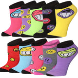 Tipi Toe Women's 10 Pairs Smiling Emotions Faces Pattern & Mix Colors For Vibrant Style Low Cut/No Show Socks