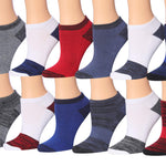  Kids Boys 12-Pairs Athletic Sports Peformance Space Dye Patterns Solid Colors Low Cut Socks -  Socks
