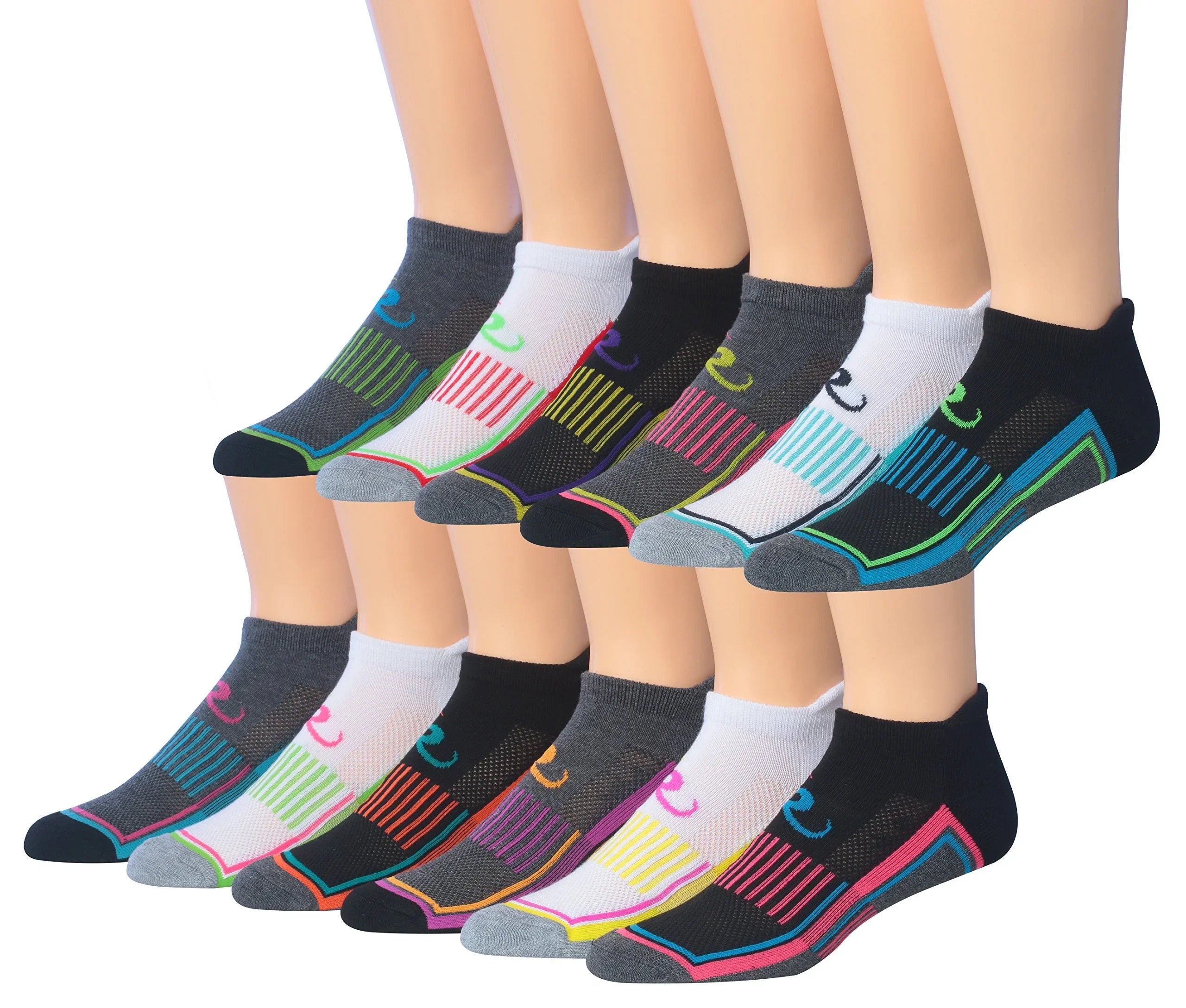 RONNOX Men's 12-Pairs Low Cut Running & Athletic Performance Socks Medium/Large RLT01-AB - Tipi Toe Socks