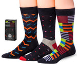 JAMES FIALLO Men's 3-Pack Colorful Midnight Mosaic Patterned Dress Socks, Includes Gift Box, Ideal for Mens Size 10-13 - Tipi Toe Socks