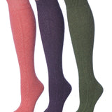 Tipi Toe Women's 3-Pairs Ragg Marled Elegant Colorful Patterns Knee High Wool-Blend Boot Socks