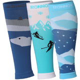 Tipi Toe Unisex 3-Pairs Bright Colored Winter Wonderland Blues Arctic Inspirations Calf Compression Tube Sleeves 12-14 mmHg Great for Athletic & Medical Use
