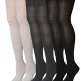 Isadora Paccini Women's 3 Pairs Contrasting Neutrals Cream Shades of Grey and Bold Black Over The Knee High Socks