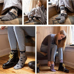 6-Pairs Women's Ragg Neutral Colored Ripped Design Cotton Warm Winter Crew Boot Socks - Socks