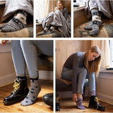 6-Pairs Women's Ragg Neutral Colored Ripped Design Cotton Warm Winter Crew Boot Socks - Socks