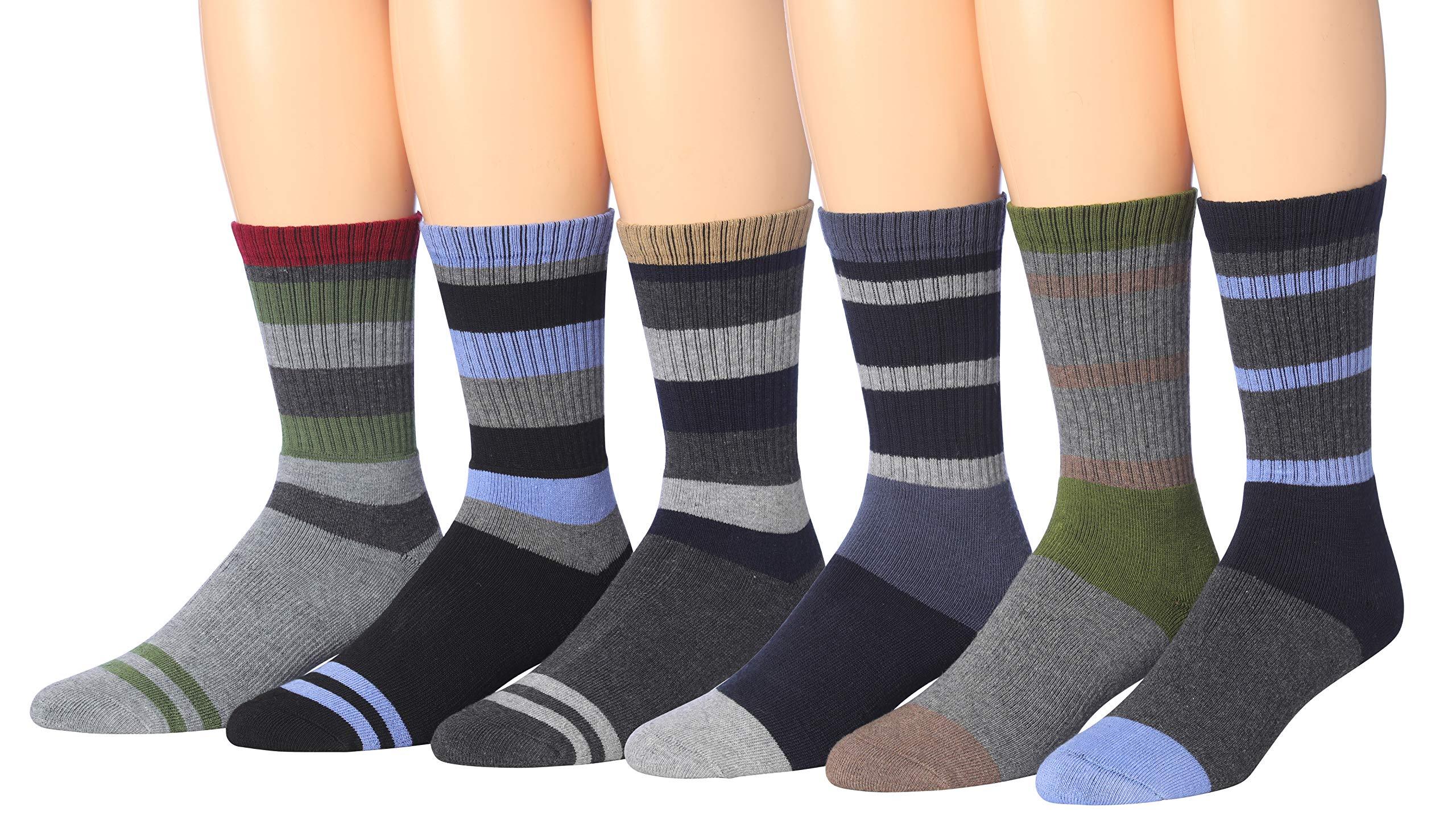RONNOX Wool Blend Trekking Hiking Outdoor Sports Performance Cushioned Crew Socks, For Men & Women 6 Pairs RHK13-14-M - Tipi Toe Socks