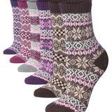 Tipi Toe 6-Pairs Women's Snowfall Serenity Delight Ragg Cotton Warm Crew Boot Socks