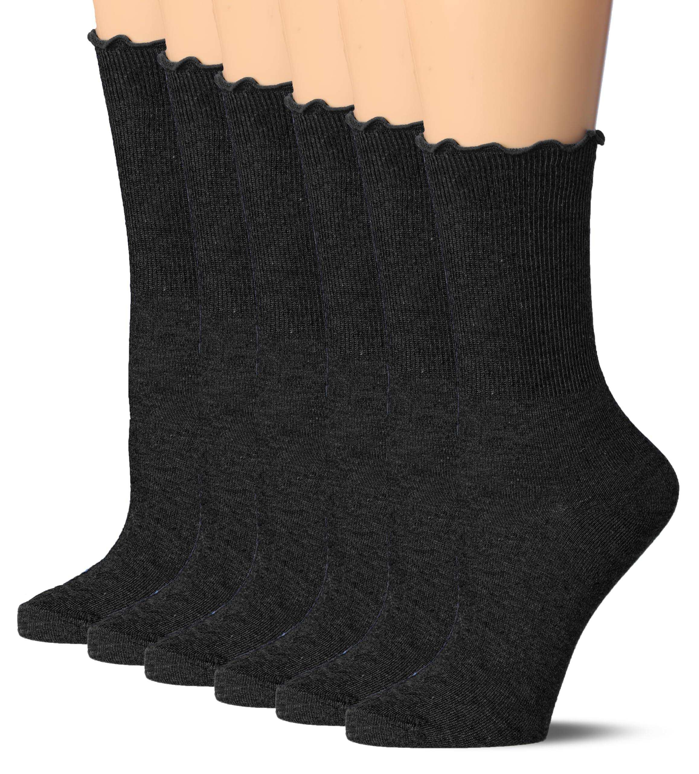 Black Crew Ruffle Socks