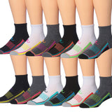 RONNOX Men's 12-Pairs Running & Athletic Sports Performance Ankle/Quarter Socks MRQ01-AB-ML - Tipi Toe Socks