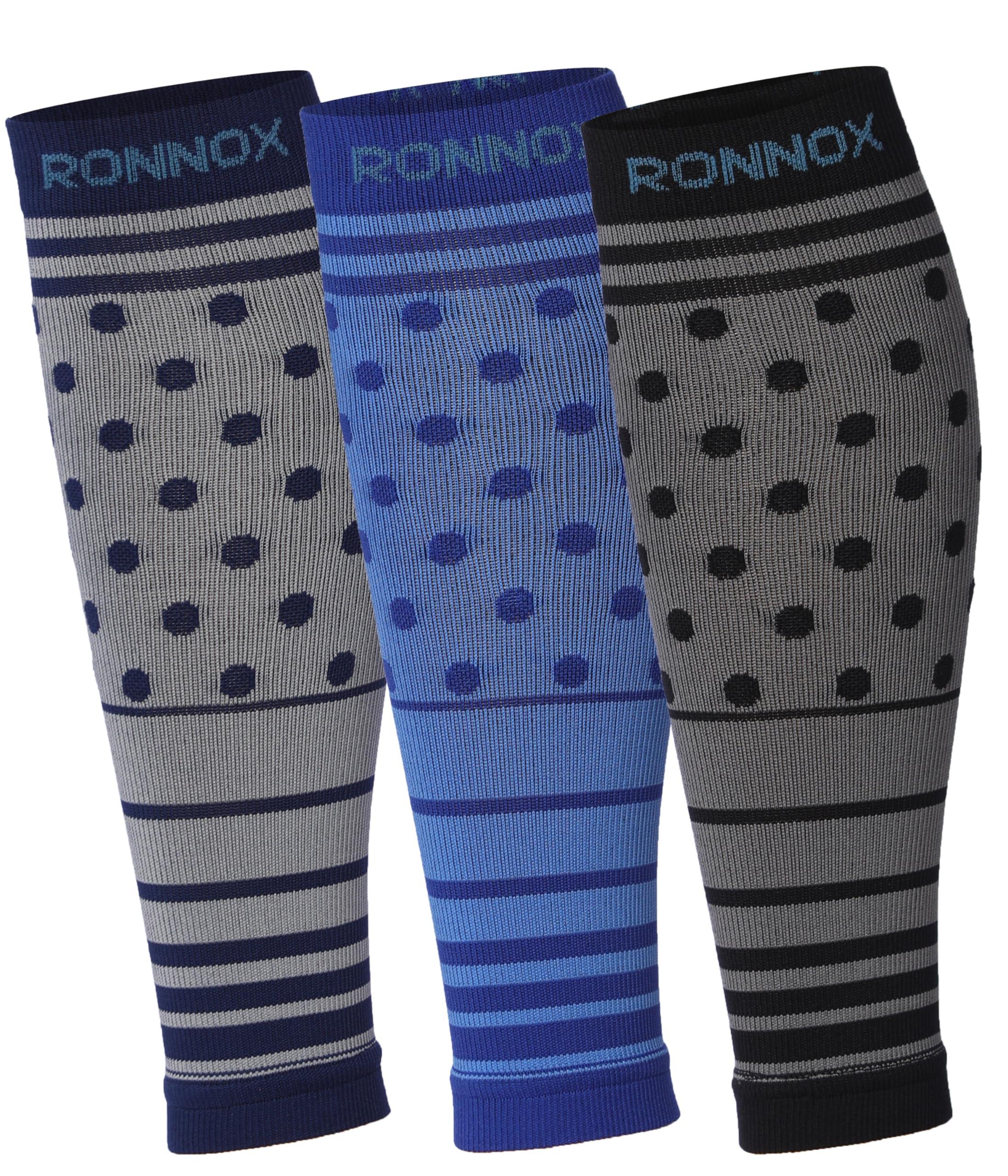  Unisex 3-Pairs Bright Colored Polka Dot Fusion Calf Compression Tube Sleeves 12-14 mmHg Great for Athletic & Medical Use -  Socks