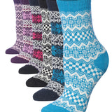 Tipi Toe 6-Pairs Women's Cozy Winter Wonderland Checkered Ragg Cotton Warm Crew Boot Socks