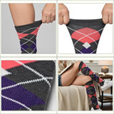 Colorful Striped Argyle Pattern Knee High Socks - 6 Pairs