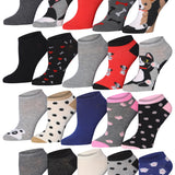 Tipi Toe Women's & Girls 20 Pairs Colorful Wild Leaf Patterned No Show Socks For Women