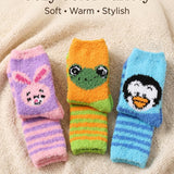 Colorful Patterned Anti-Skid Pastel Safari Fuzzy Socks - 3 Pairs