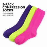 Solid Multicolor Knee High Socks  - 3 Pairs
