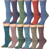 Tipi Toe Women's Plus Size 12 Pairs Lightweight Space Dye Vintage Colors Crew Socks