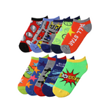 Tipi Toe Kids Boys 10 Pairs Classy Lightweight Playground Pop Colorfull Patterned Low cut/No show socks