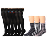 Men's Anti-Skid Bed Fuzzy Socks - 3 Pairs + Women's Iconic Cat Faces Over The Knee High Socks - 3 Pairs