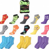 Tipi Toe Women’s Sock Bundle – 10-Pack Low Cut Colorful Everyday Socks & 3-Pack Fuzzy Thermal Non-Skid Slipper Socks, Sizes 9–11