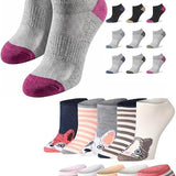 Tipi Toe Women’s Athletic & Novelty Sock Bundle – 12-Pack Cushioned Low-Cut Running Socks & 10-Pack Colorful Fun Ankle Socks, Sizes 9–11